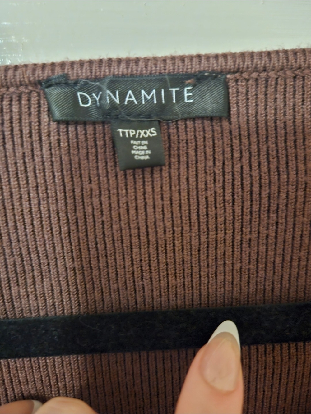 2/$20 Dynamite Ribbed Brown V-Neck Sweater - Picture 2 of 3